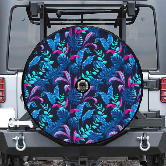 Turquoise Hawaii Tropical Pattern Print Tire Cover With Camera Hole
