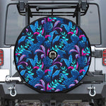 Turquoise Hawaii Tropical Pattern Print Tire Cover With Camera Hole