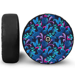 Turquoise Hawaii Tropical Pattern Print Tire Cover With Camera Hole