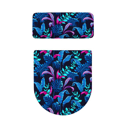 Turquoise Hawaii Tropical Pattern Print Toilet Lid And Tank Cover Set
