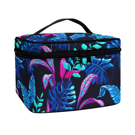 Turquoise Hawaii Tropical Pattern Print Travel Makeup Bag