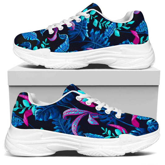Turquoise Hawaii Tropical Pattern Print White Chunky Shoes