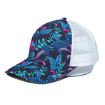 Turquoise Hawaii Tropical Pattern Print White Mesh Trucker Cap