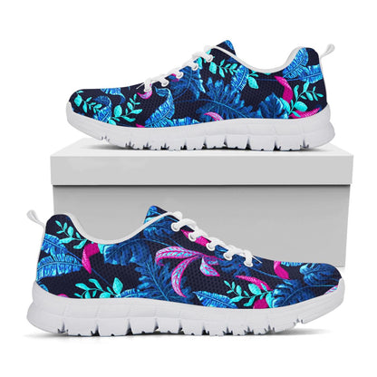 Turquoise Hawaii Tropical Pattern Print White Running Shoes