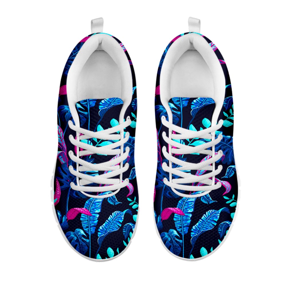 Turquoise Hawaii Tropical Pattern Print White Running Shoes