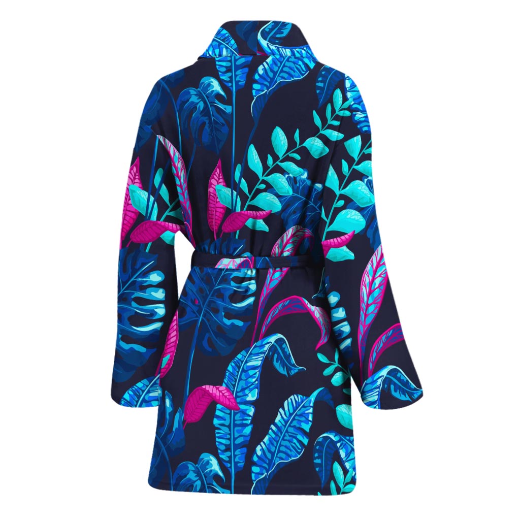 Turquoise Hawaii Tropical Pattern Print Women's Bathrobe