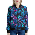 Turquoise Hawaii Tropical Pattern Print Women's Bomber Jacket
