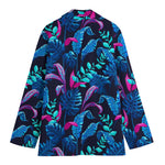 Turquoise Hawaii Tropical Pattern Print Women's Cotton Blazer