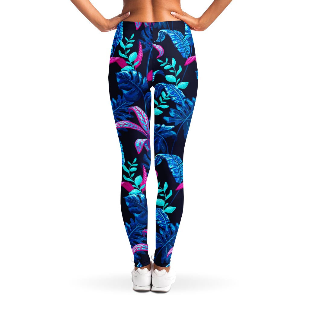 Turquoise Hawaii Tropical Pattern Print Women's Leggings