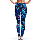 Turquoise Hawaii Tropical Pattern Print Women's Leggings