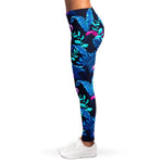 Turquoise Hawaii Tropical Pattern Print Women's Leggings