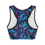 Turquoise Hawaii Tropical Pattern Print Women's Sports Bra