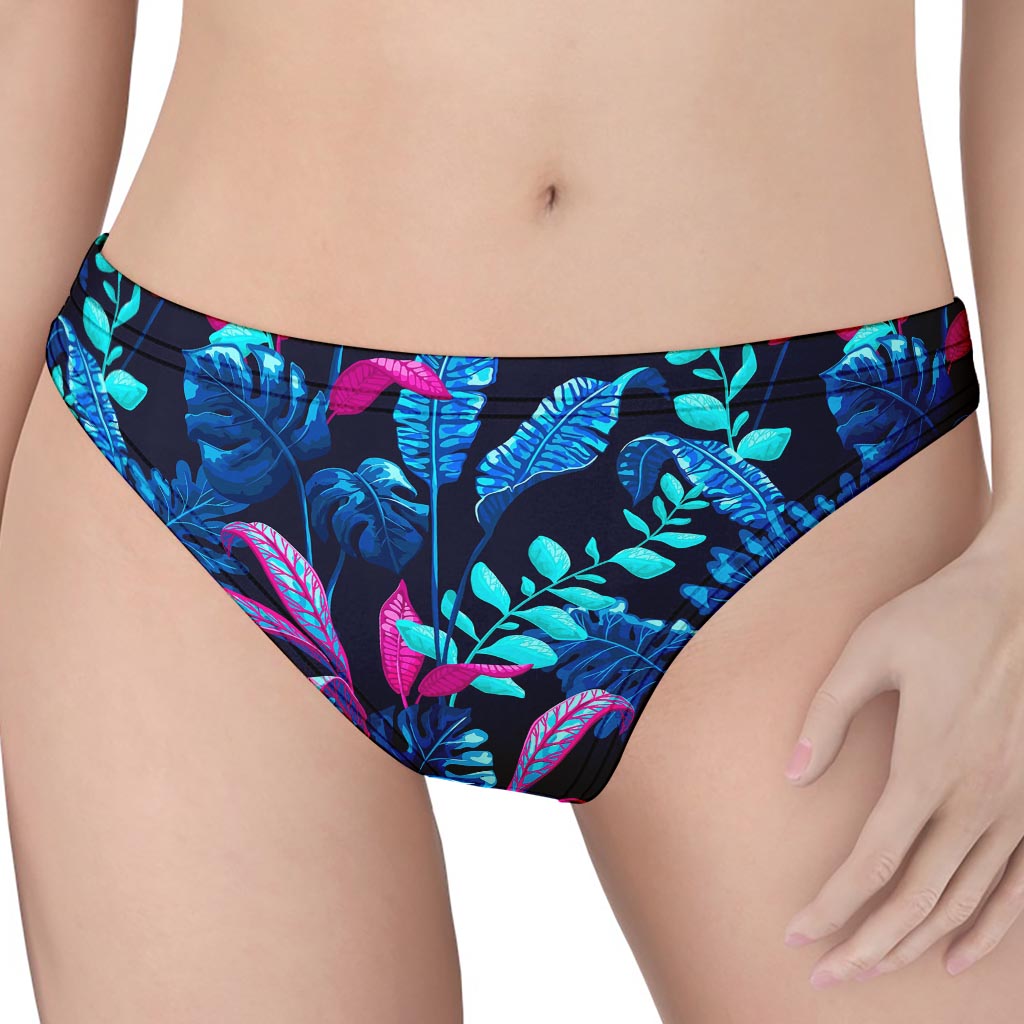 Turquoise Hawaii Tropical Pattern Print Women's Thong