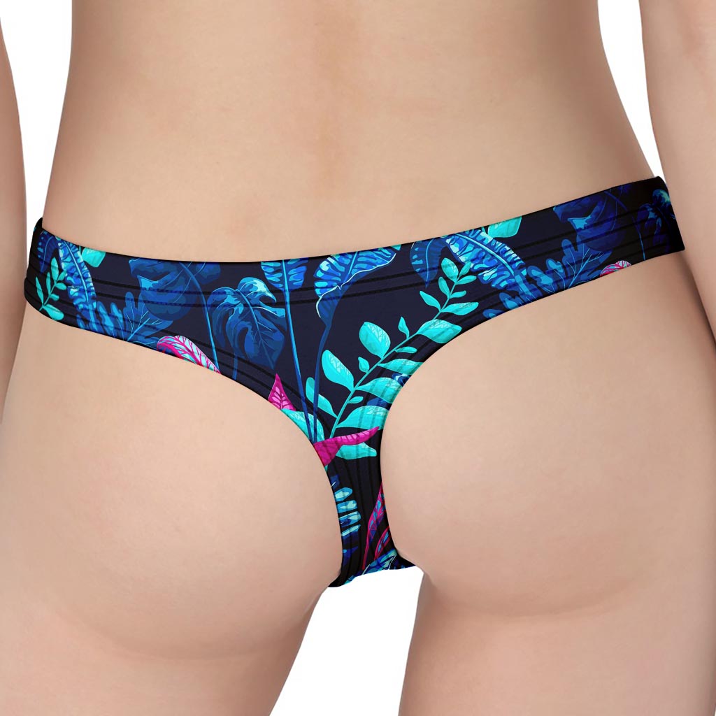 Turquoise Hawaii Tropical Pattern Print Women's Thong