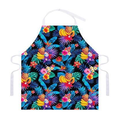 Turquoise Hawaiian Fruits Pattern Print Adjustable Apron