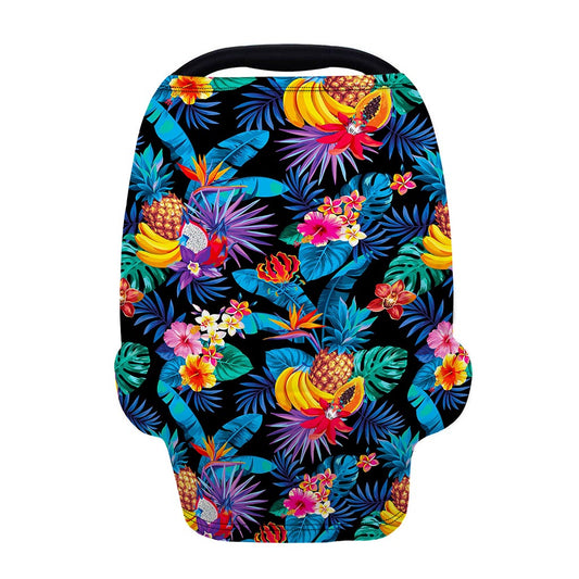 Turquoise Hawaiian Fruits Pattern Print Baby Seat Cover