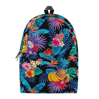Turquoise Hawaiian Fruits Pattern Print Backpack