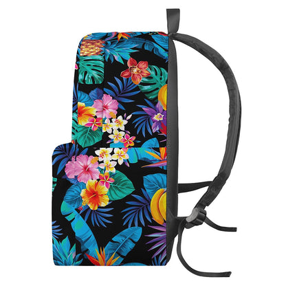 Turquoise Hawaiian Fruits Pattern Print Backpack