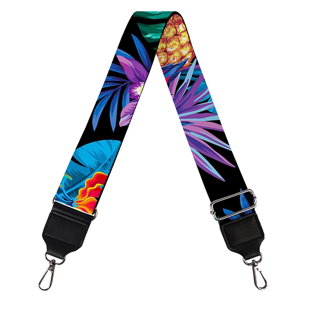Turquoise Hawaiian Fruits Pattern Print Bag Strap