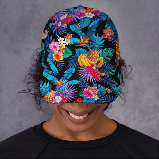 Turquoise Hawaiian Fruits Pattern Print Baseball Cap