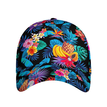 Turquoise Hawaiian Fruits Pattern Print Baseball Cap