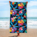 Turquoise Hawaiian Fruits Pattern Print Beach Towel