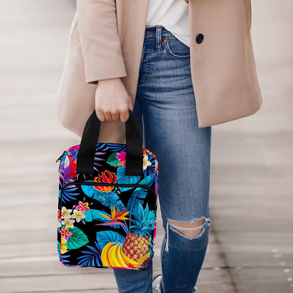 Turquoise Hawaiian Fruits Pattern Print Bible Tote Bag