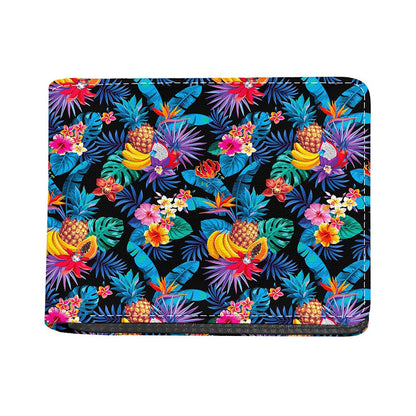 Turquoise Hawaiian Fruits Pattern Print Bifold Wallet