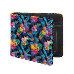 Turquoise Hawaiian Fruits Pattern Print Bifold Wallet