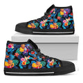 Turquoise Hawaiian Fruits Pattern Print Black High Top Sneakers