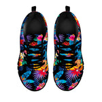 Turquoise Hawaiian Fruits Pattern Print Black Running Shoes