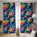 Turquoise Hawaiian Fruits Pattern Print Dimout Pencil Pleat Curtains