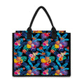 Turquoise Hawaiian Fruits Pattern Print Canvas Tote Bag
