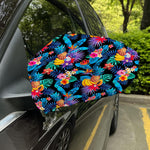 Turquoise Hawaiian Fruits Pattern Print Car Side Mirror Covers