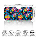 Turquoise Hawaiian Fruits Pattern Print Car Windshield Sun Shade