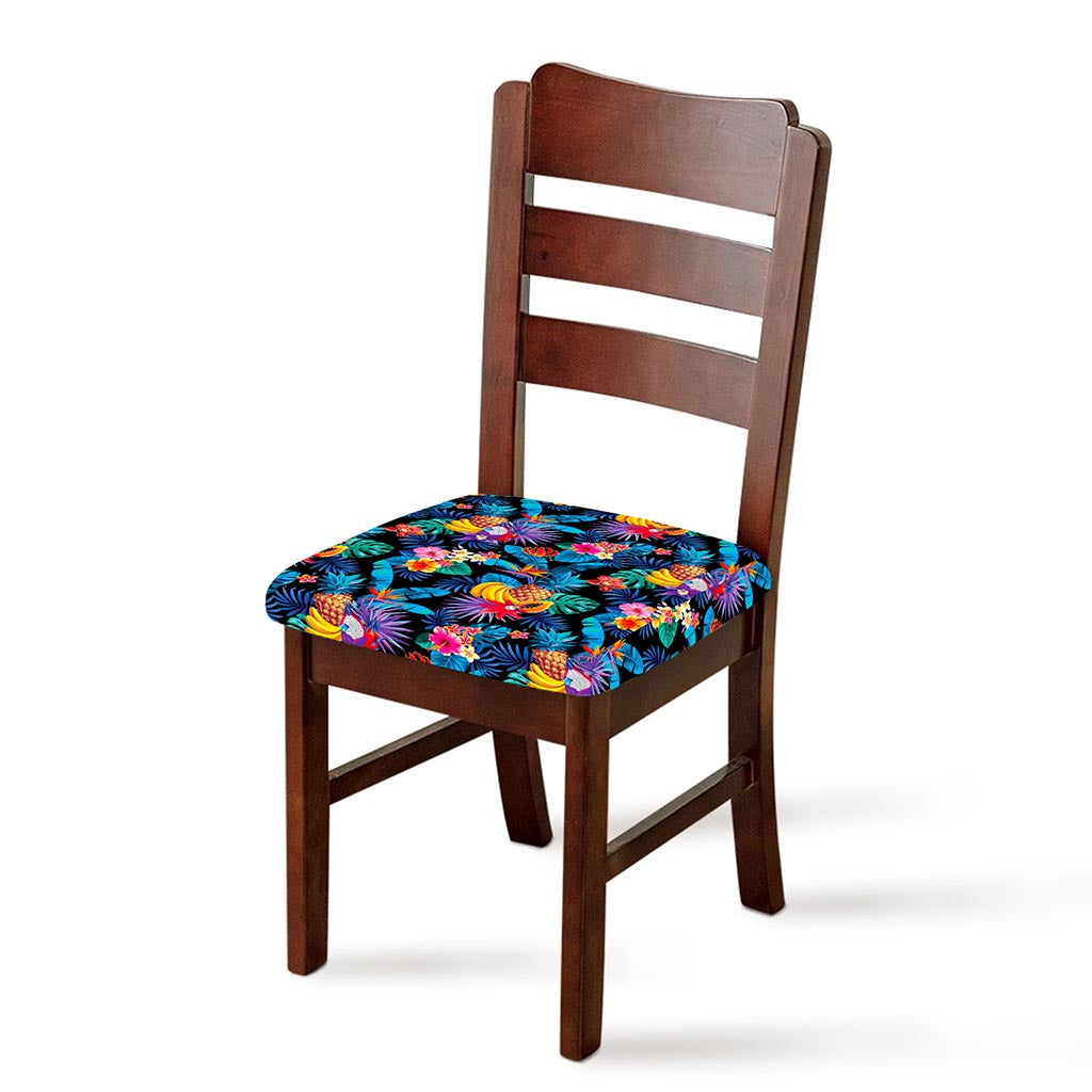 Turquoise Hawaiian Fruits Pattern Print Chair Cushion Cover