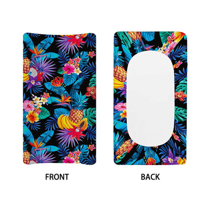 Turquoise Hawaiian Fruits Pattern Print Changing Pad Cover
