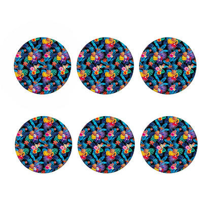Turquoise Hawaiian Fruits Pattern Print Coaster Set