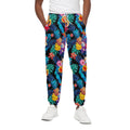 Turquoise Hawaiian Fruits Pattern Print Cotton Sweatpants