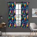 Turquoise Hawaiian Fruits Pattern Print Grommet Curtain Panels