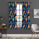 Turquoise Hawaiian Fruits Pattern Print Curtain