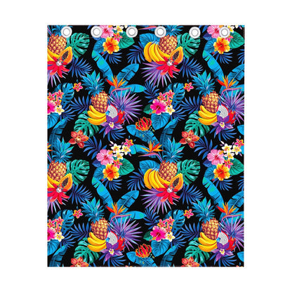 Turquoise Hawaiian Fruits Pattern Print Curtain