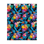 Turquoise Hawaiian Fruits Pattern Print Curtain
