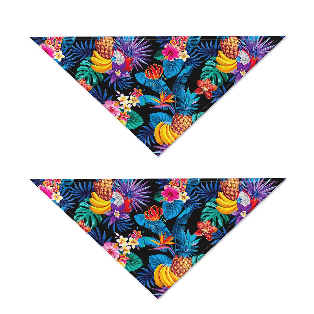 Turquoise Hawaiian Fruits Pattern Print Dog Bandana