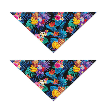 Turquoise Hawaiian Fruits Pattern Print Dog Bandana