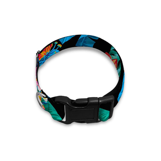 Turquoise Hawaiian Fruits Pattern Print Dog Collar