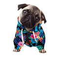 Turquoise Hawaiian Fruits Pattern Print Dog Zip Up Hoodie