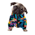 Turquoise Hawaiian Fruits Pattern Print Dog Zip Up Jacket