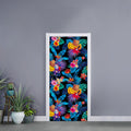 Turquoise Hawaiian Fruits Pattern Print Door Sticker