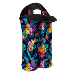 Turquoise Hawaiian Fruits Pattern Print Double Neoprene Wine Tote